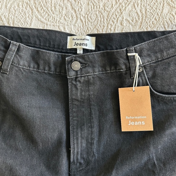 NWT Reformation Abby High Rise Straight Black Jeans, sz 33 - Picture 7 of 9